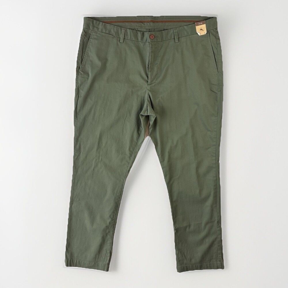 New Tommy Bahama Men’s Chino Pants 42 x 32  Green Golf Khaki’s Stretch Travel